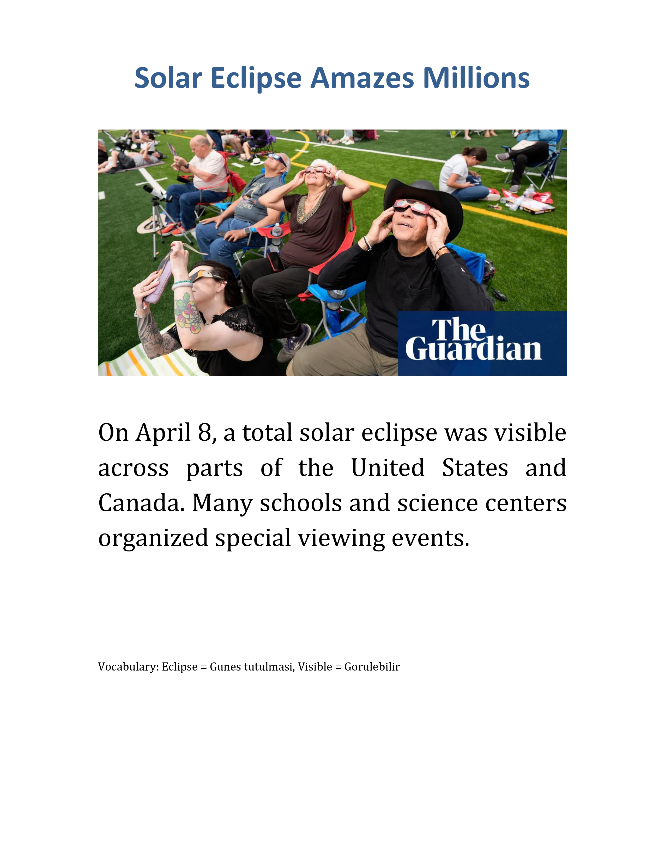 15-21 Nisan Haftalık İngilizce Haber Bültenleri